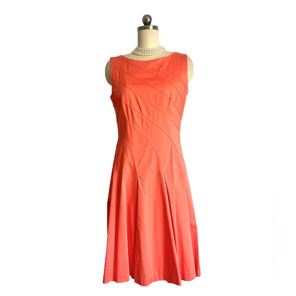 Calvin Klein Coral Sleeveless Fit & Flare Dress Modern Seam  A-Line Casual